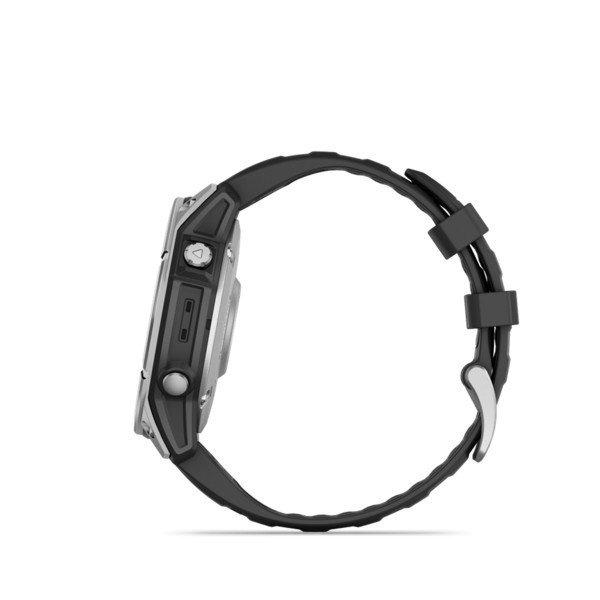 Garmin fenix E 47mm acél, fekete szilikon szíjjal (ED) Okosóra