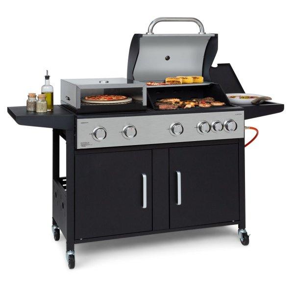 Klarstein Kingsville XL, kombinált grill, gáz, pizzasütő, 20,5 kW, 5 + 1
égő