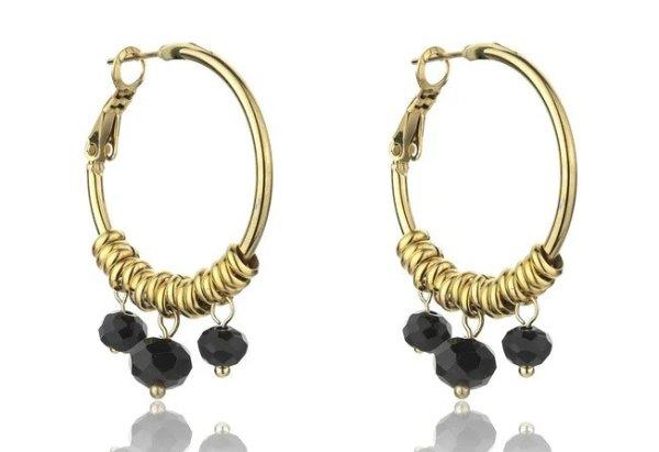 Marc Malone Aranyozott karika fülbevaló Zoey Black Earrings MCE23010G