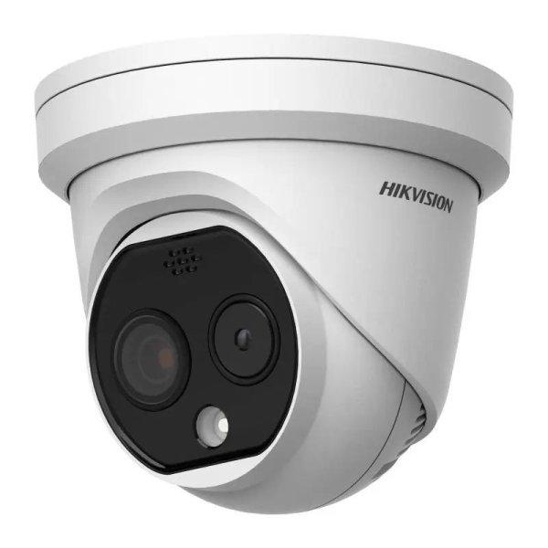 Hikvision IP hő- (256x192) 50°x37° és láthatófény (4 MP) kamera;
-20°C-150°C; villogó fény/hangriasztás