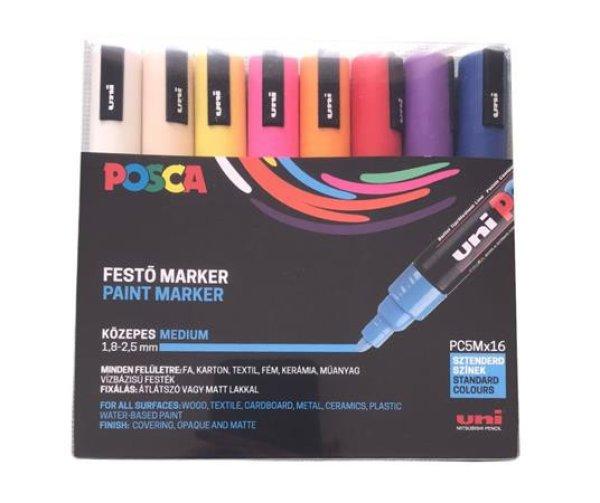 Dekormarker készlet, 1,8-2,5 mm, UNI "Posca PC-5M", 16 különböző
szín