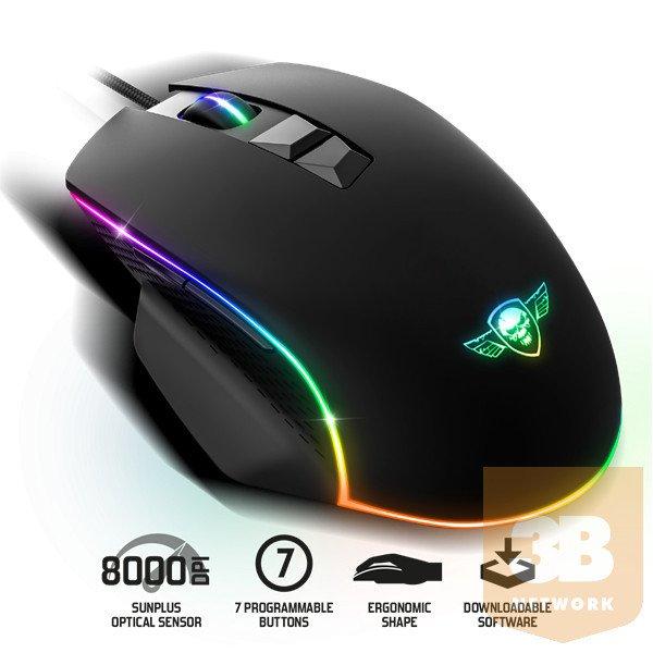 Spirit of Gamer Egér - PRO-M1 (Optikai, 8000DPI, 7 programozható gomb,
harisnyázott kábel, fekete)
