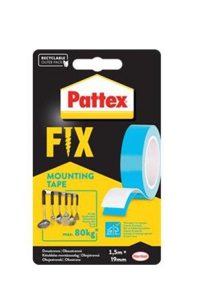 Ragasztószalag, kétoldalas, 19 mm x 1,5 m, HENKEL "Pattex Fix 80
kg", kék