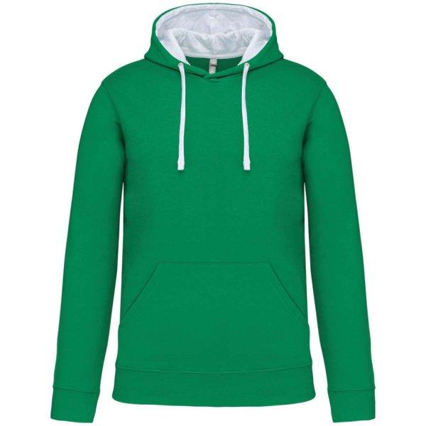 Férfi pulóver kontrasztos bélésű kapucnival, Kariban KA446, Light Kelly
Green/White-S