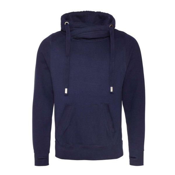 Just Hoods Uniszex keresztbe vart nyakú, vastag kapucnis pulóver AWJH021,
Oxford Navy-2XL