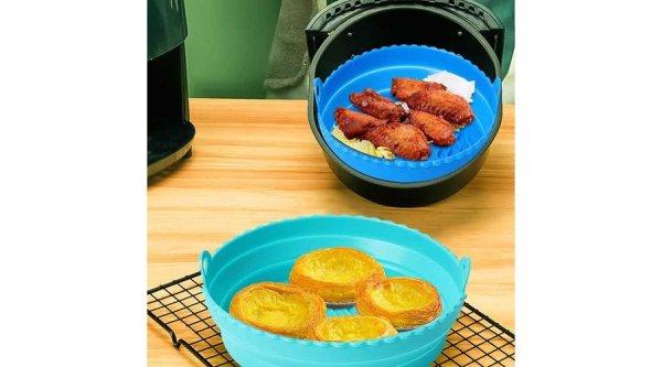 Air fryer sütőforma kerek szilikon összecsukható 18 cm