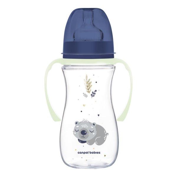 Canpol babies EasyStart anti-kólikás cumisüveg világító fogantyúval 300ml
(12h+) - Sleepy Koala - Kék