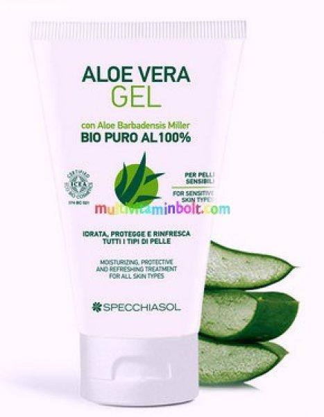 Aloe vera 150 ml elsősegély gél. Natur, minden bőrtípus számára. ECOBIO
minősítésű 100%-os, külsőleg - Specchiasol