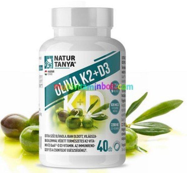 Oliva D3+K2 Vitamin 40 db lágyzselatin kapszula, olívaolajos vitaMK7®
K2-vitaminnal, Quali®-K K1-vitaminnal és Quali®-D D3- vitaminnal - Natur
Tanya- Natur Tanya