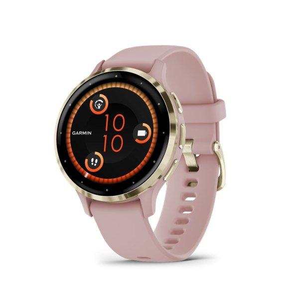 Garmin Venu 3S Soft Gold Stainless Steel Bezel with Dust Rose Case and Silicone
Band