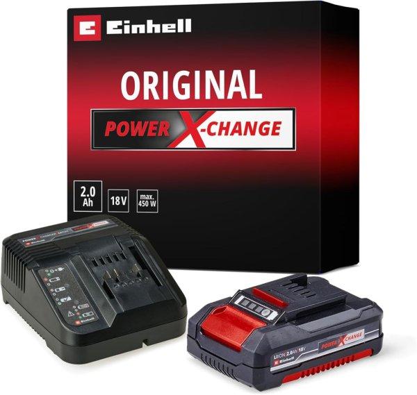 Eredeti Einhell Power X-Change Starter Kit akkumulátor és töltő
(lítium-ion, 18 V, 2,0 Ah akkumulátor és gyorstöltő, minden Power X-Change
eszközhöz alkalmas)