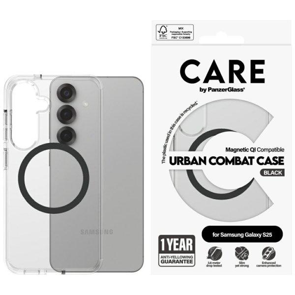 PanzerGlass Flagship Urban Combat Black QI MagSafe-kompatibilis tok Samsung
Galaxy S25 - átlátszó