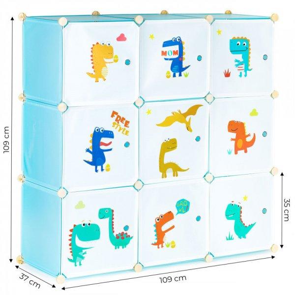 Gyermek tároló szekrény 9 polccal - Dínós