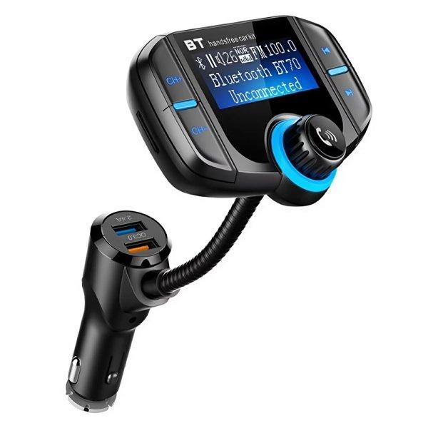 Bluetooth autós FM transzmitter BT70 – kihangosító és MP3 zenelejátszó,
2db USB töltővel és Micro SD támogatással (BBV)