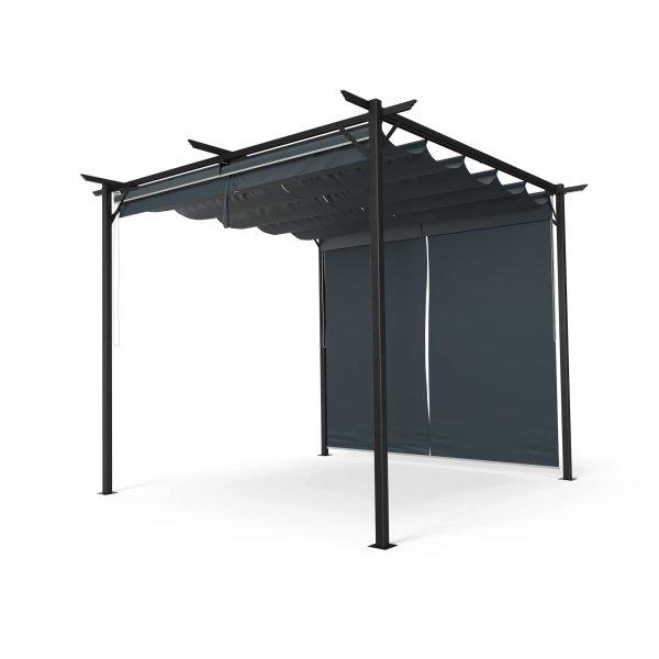 Blumfeldt Pantheon Robust Pergola, 3x3 m időjárásálló porszórt acél
oldalsó redőnyökkel