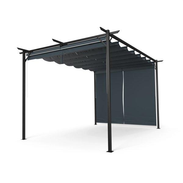 Blumfeldt Pantheon Robust Pergola, 3x4 m időjárásálló porszórt acél
oldalsó redőnyökkel