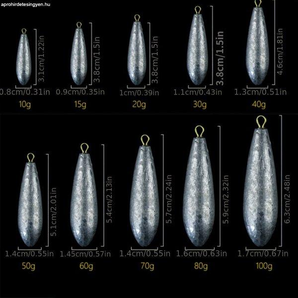 5db Professzionális Horgászmerevítők - Ólomvízcseppek - 10g - 5 db