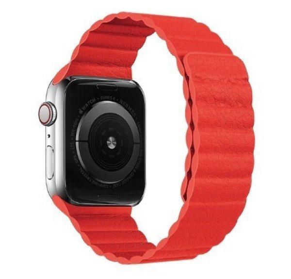 Apple Watch mágneses bőr szíj 38mm/40mm - Piros