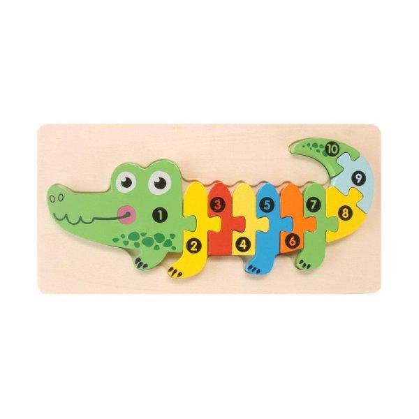 3D-s Montessori fa puzzle játék - krokodil