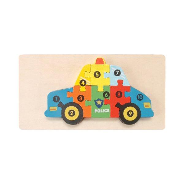 3D-s Montessori fa puzzle játék - Rendőrautó