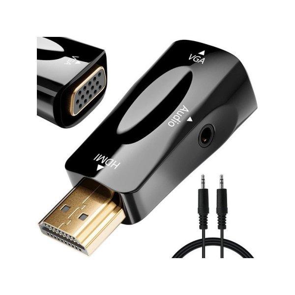 HDMI-VGA átalakító adapter hanggal és mini jack csatlakozóval - HD
felbontás, multimédia eszköz