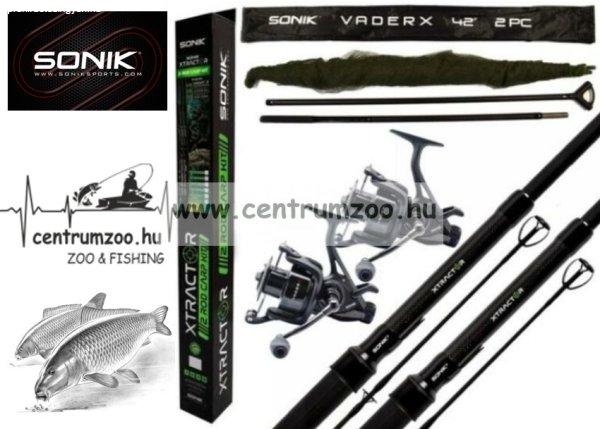 Sonik Xtractor Carp Rods Kit 9' 2,7M 3,00Lb + 5000 Xtractor Reels +
42" Carp Net (2 Bot+2 Orsó+Merítő) Pontyozó Szett (Sn124-300)