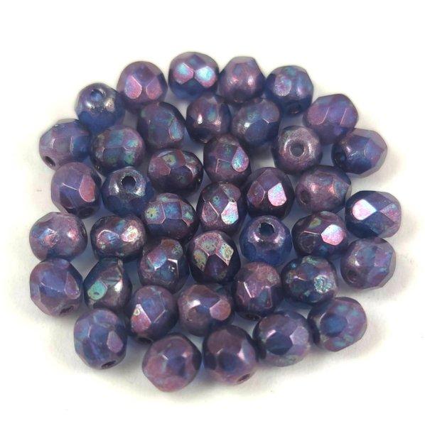 Cseh csiszolt golyó gyöngy - White Sapphire Nebula - 4mm
