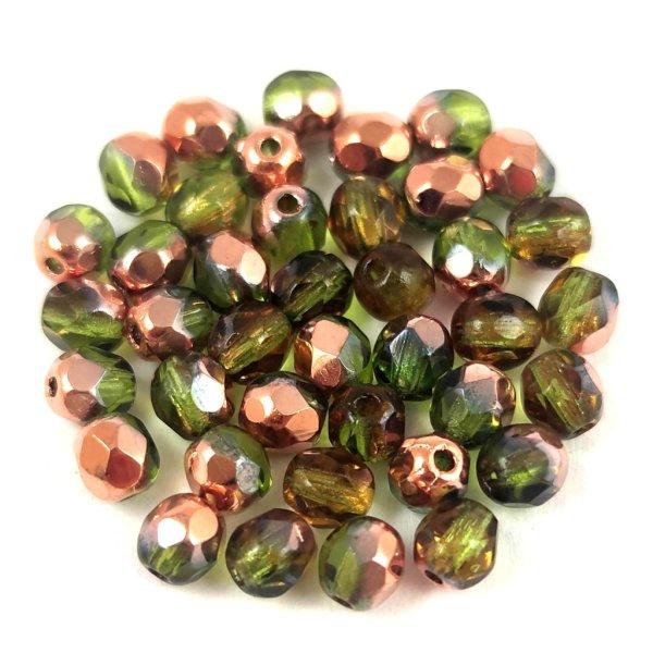 Cseh csiszolt golyó gyöngy - Light Olive Apollo - 4mm