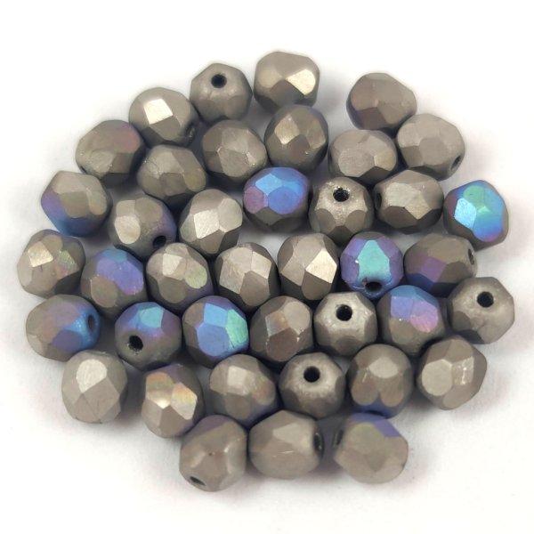 Cseh csiszolt golyó gyöngy - Crystal Matt Graphite AB - 4mm