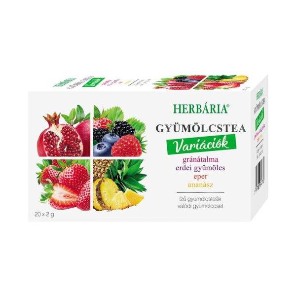 Herbária gyümölcstea mix 1 gránátalma, erdei gyümölcs, eper, ananász
variáció 20x2 g 40 g