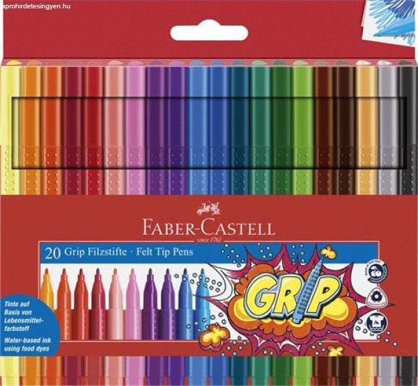 Filctoll készlet, háromszögletű, FABER-CASTELL "Grip", 20
különböző szín