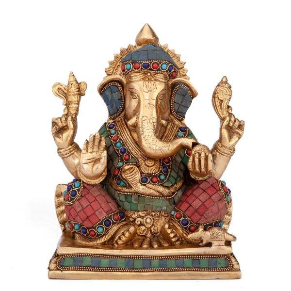 Ganesha réz szobor, többszínű, 20cm - Bodhi