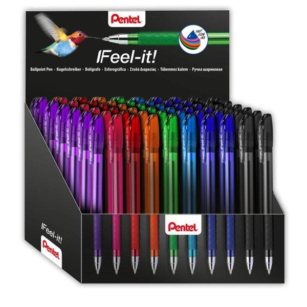 Golyóstoll kupakos 0,35mm, háromszög fogózóna Pentel Feel it BX487-5E 60
db-os display