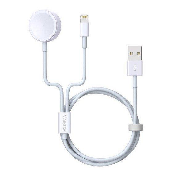 DEVIA SMART töltőkábel 2in1 (USB - lightning, Apple Watch töltő, wireless,
PD gyorstöltő, 120cm) FEHÉR Apple IPAD, IPAD 2, IPAD (3rd Generation)