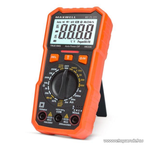 Maxwell MX-25 221 Digitális multiméter elem teszterrel, munkalámpa
funkcióval (25221)