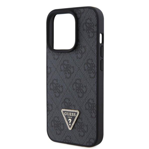 Guess Apple iPhone 15 Pro (6.1) PU 4G Strass Triangle Metal Logo hátlapvédő
tok fekete (GUHCP15LP4TDPK)