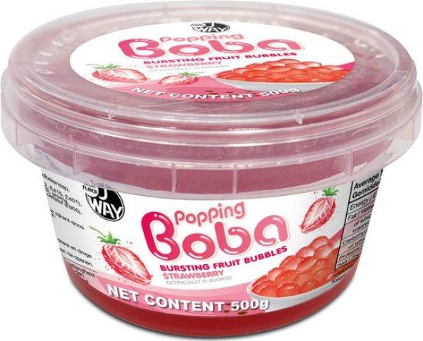 JWAY Popping Boba Bursting Fruit Bubbles Strawberry eper ízű Boba gyöngy 500g