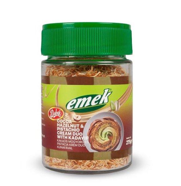 Emek Dubai Cocoa Hazelnut and Pistachio Duo mogyoró és pisztáciakrém kadayif
tésztával 275g