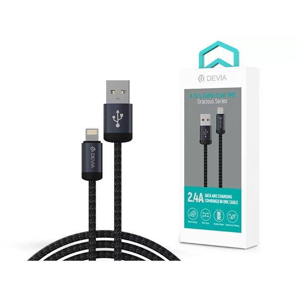 DEVIA ST108035 Gracious v2 12W USB/Lightning 1m -es fekete adat-és
töltőkábel