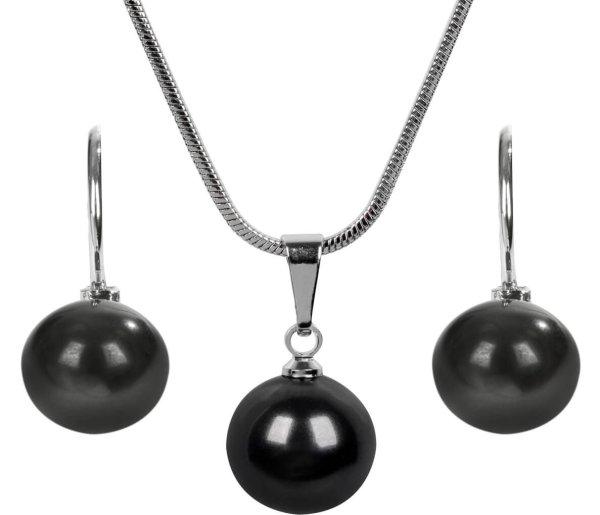 Levien Modern nyaklánc és fülbevaló szett Pearl fekete
SET-041