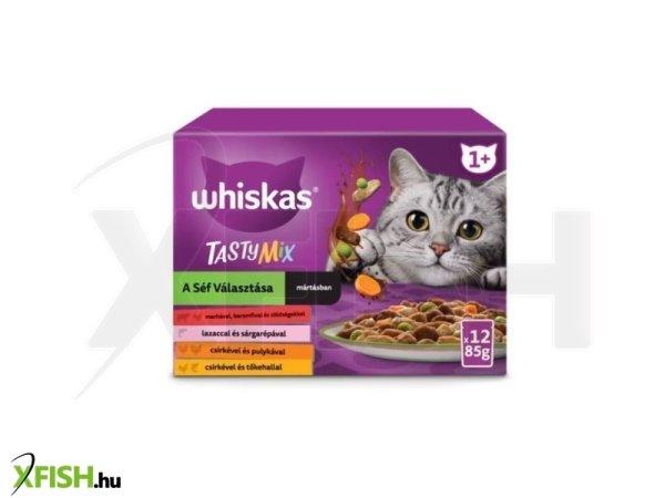 Whiskas alutasak 12-pack tasty mix chefs choice mártásban 12x85g multipack, 4
db/csomag