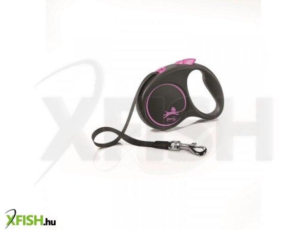 Flexi Black Design szalagos automata póráz S 5m 15kg-ig pink