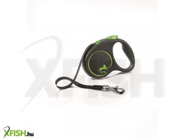 Flexi Black Design szalagos automata póráz S 5m 15kg-ig zöld