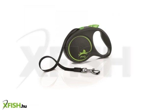 Flexi Black Design szalagos automata póráz L 5m 50kg-ig zöld