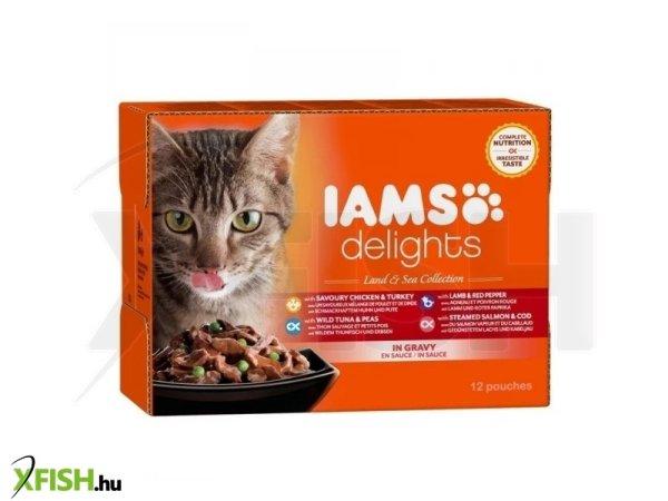 Iams cat delights land & sea in gravy multipack, többféle íz, ízletes
szószban 12x85g, 1 db/csomag