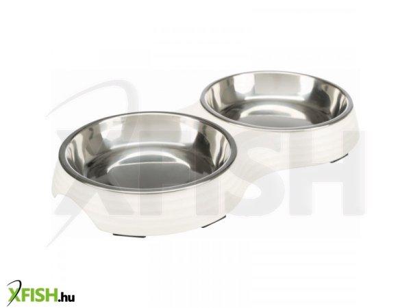 Trixie tál fém/melamin macskának 0,9l/23cm 2x0,2 l/ 13 cm/27x3x4cm fehér
