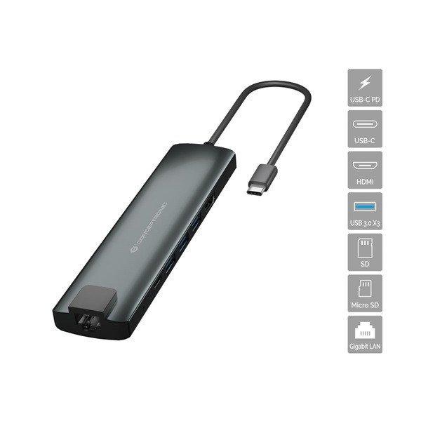 Conceptronic Notebook Dokkoló - DONN06G (USB-C to HDMI+USB-C
PD:60W+USB-A+SD/TF+RJ-45, fekete)