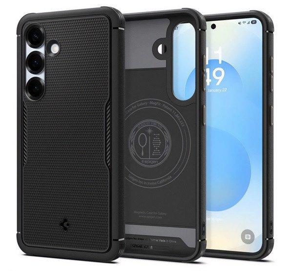 SPIGEN CORE ARMOR MAG szilikon telefonvédő (ütésállóság, kameravédő,
érdes felület, MagSafe) FEKETE Samsung Galaxy S25 (SM-S931)