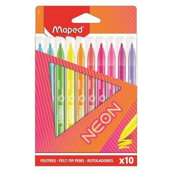 Filctoll készlet, 2,8 mm, kimosható, MAPED "Neon", 10 különböző
szín