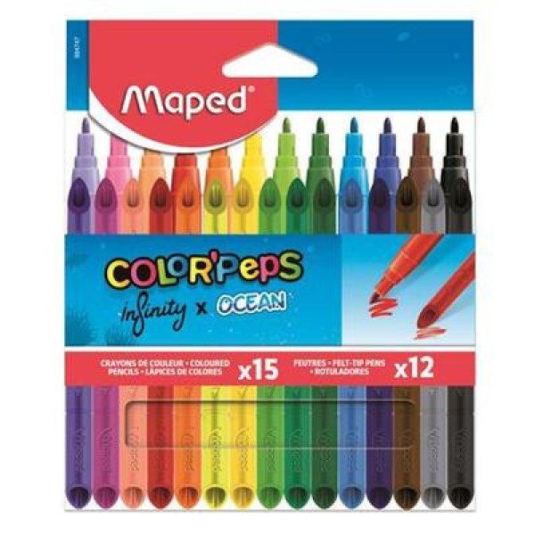 Színes ceruza és filctoll készlet, MAPED "Color'Peps
INFINITY", 15+12 különböző szín